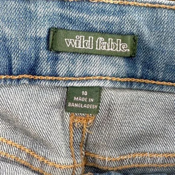 Wild Fable Super-High Rise Denim Mini Skirt Blue Check - Picture 4 of 11